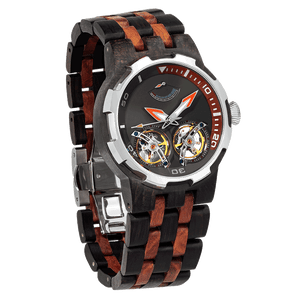 automatic ebony & rosewood watch-Deals you Love