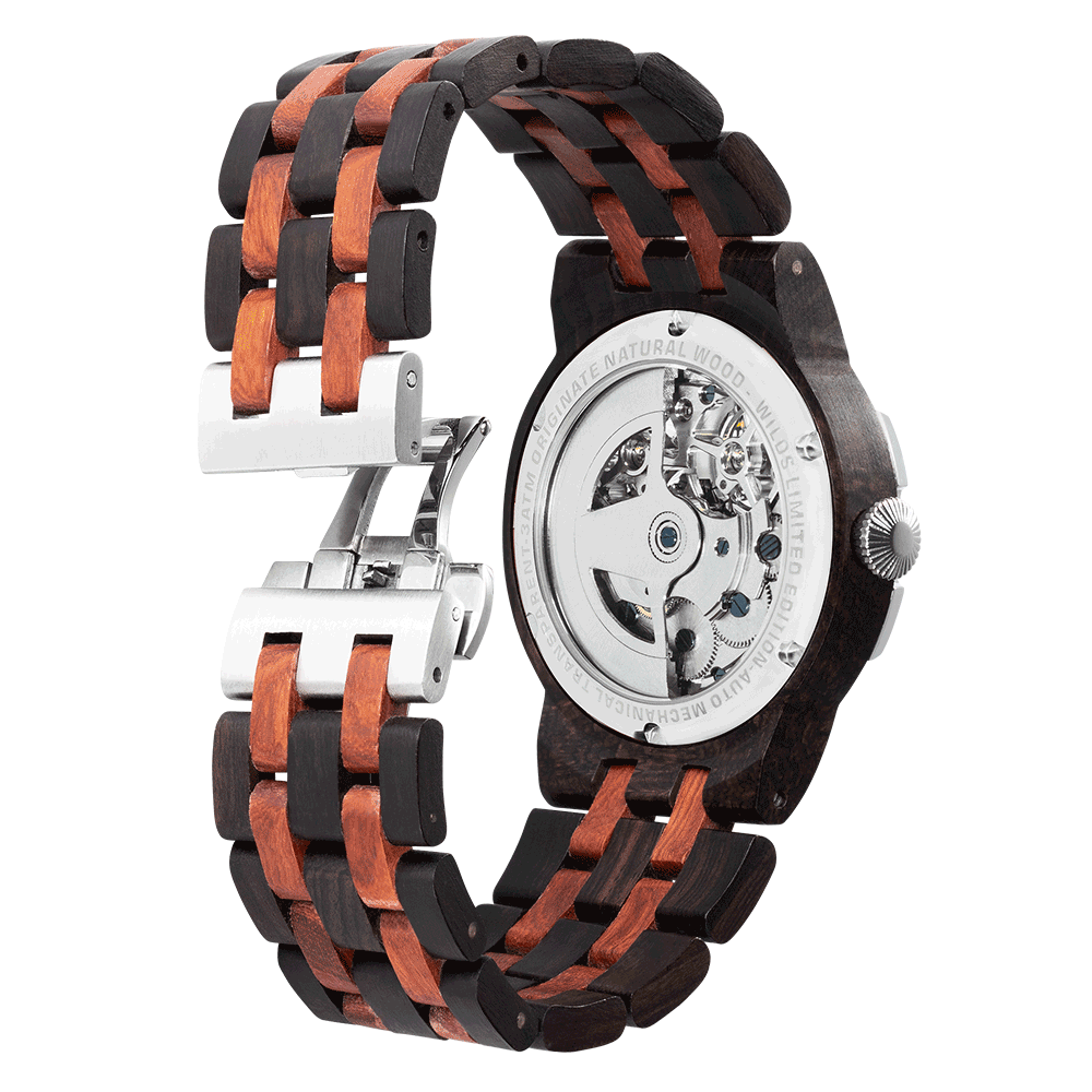 automatic ebony & rosewood watch-Deals you Love