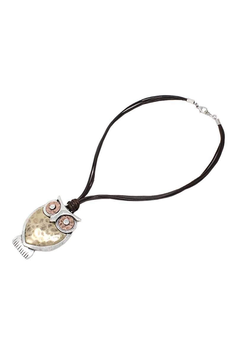 two tone owl pendant necklace-Deals you Love